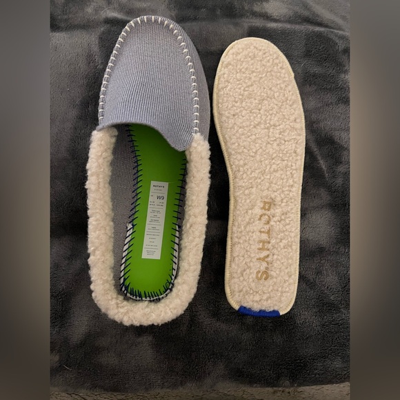 Rothy's Gray Slip-On Sherpa-Lined Mules with Cream Trim, NWOT-No Box! Size 9. - Picture 7 of 16